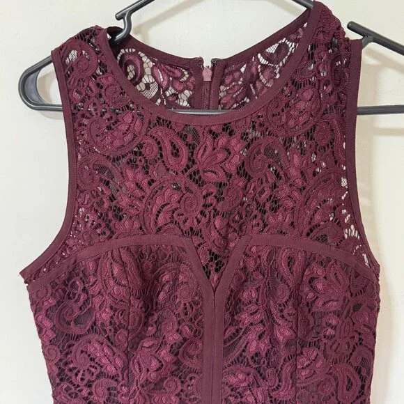 Forever New Wine Burgundy Lace Tiered Cocktail Dress – Size AUS 10/US 6 - Picture 4 of 4